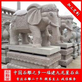 門口石雕大象擺放 動(dòng)物神獸定做