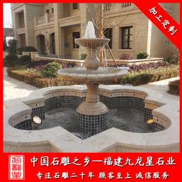 大理石石雕噴泉廠家雕刻 庭院大號(hào)型石材噴泉水缽