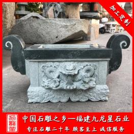 長(zhǎng)方形石雕香爐廠家 寺院大理石香爐 雙耳石雕香爐